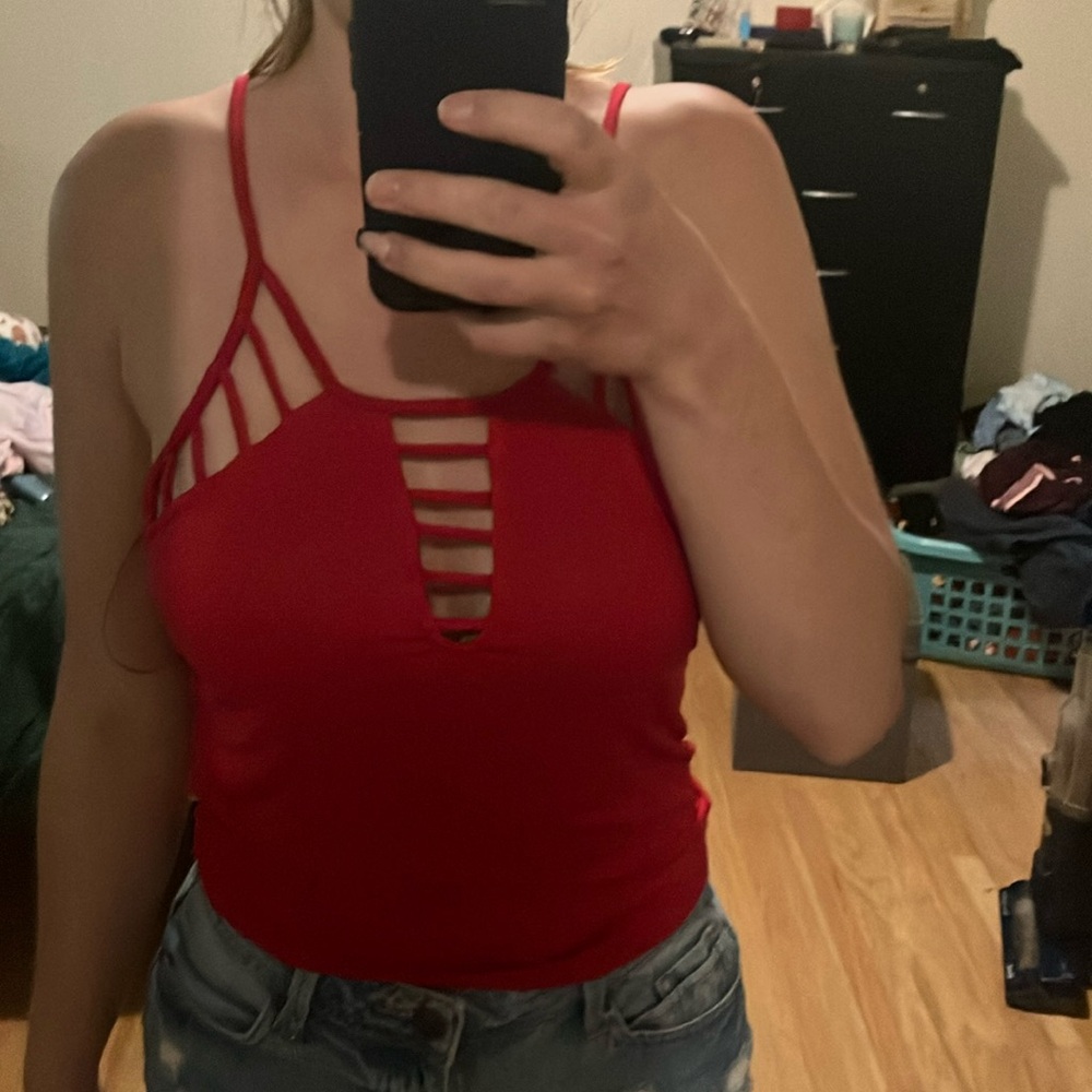 Red Strappy Women's Top